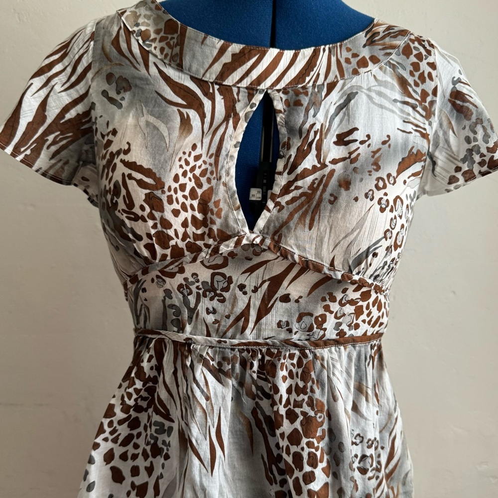 Forever 21 Mixed Animal Print Peplum Top with Cut Our Back